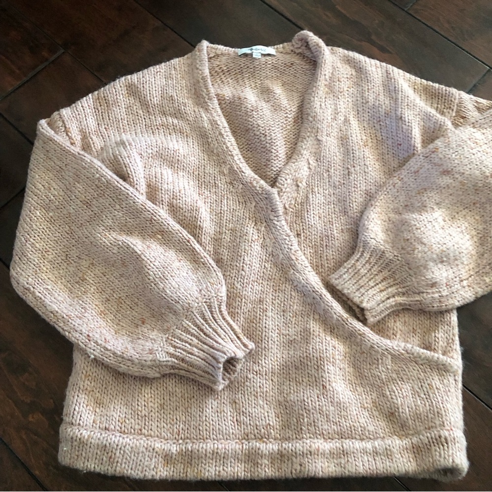 Madewell Sweater Womens Small Blend Faux Wrap Front Long Sleeves